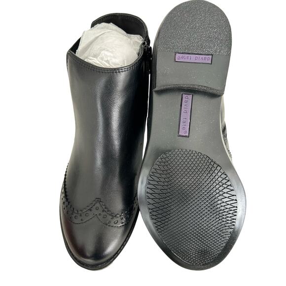 David Tate Tilly Black Nappa Leather Bootie Size 7 WW, Ankle Height, Zip Closure - Picture 8 of 8